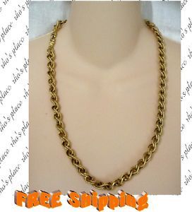Vintage Fashion Jewelry Designer Signed Monet Chunky Chain Necklace 