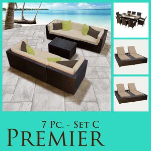   Outdoor Wicker Patio Set Luxury Furniture 9PC DINING 2 CHAISES 07CSJJ