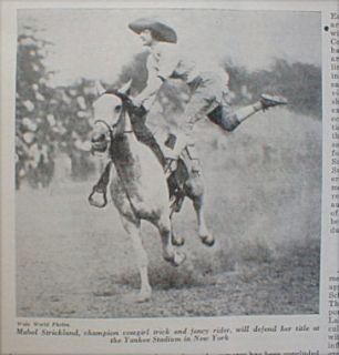Mabel Strickland Champion Rodeo Cowgirl 1923 USA Turkey
