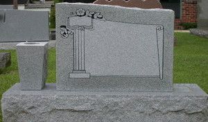   Granite Scroll Panel Tombstone Headstone Cemetery Grave Markers