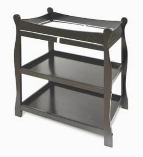 Sleigh Style Wood Baby Changing Table Nursery Black New