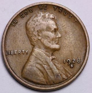1928 s lincoln wheat cent penny very nice