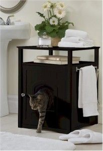 New Espresso Cat Litter Box Convient Feline Poop Box Pet Cabinet Table 