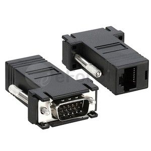 Black VGA Extender Adapter to CAT5 Cat6 RJ45 Cable