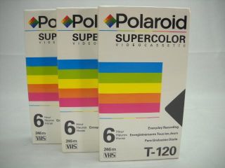   of 3 NOS New Sealed Polaroid Supercolor Video Cassette Tapes VHS T 120
