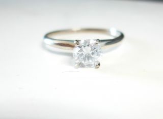 Certified White E color 1/2ct Diamond and 14k White Gold Ring