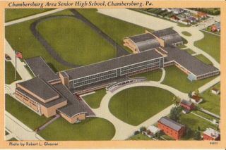 vintage postcard of Chambersburg Area Senior High School, Chambersburg 