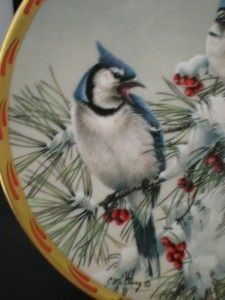   BLUE JAYS NATURES COLLAGE WINTER SONG PLATE CATHERINE MCCLUNG