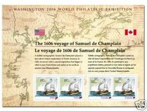 SOUVENIR STAMP SHEET Voyage of Samuel de Champlain Mint sealed