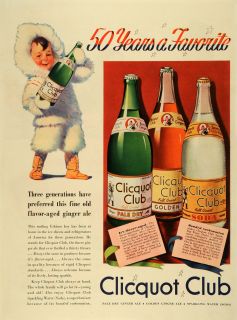 1940 Ad Clicquot Club Co Beverages Logo Eskimo Bottle Soda Carbonated 