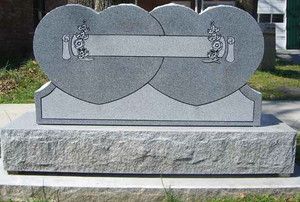   Granite Double Heart Tombstone Headstone Cemetery Grave Markers