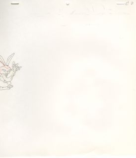 Little Golden Bookland Orig Cel Bunny w Carrot 1989 C2