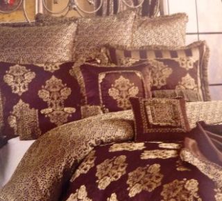 NIP $94 Waterford Charlemont Chocolate w Gold European Pillow Sham 