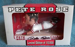 PETE ROSE Autograph Charlie Hustle Bobblehead Cincinnati Reds