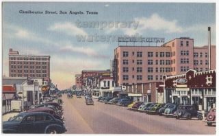 San Angelo TX c1940s Chadbourne Street View Vintage Texas Postcard 
