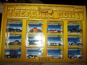 1998 Hot Wheels Treasure Hunt Cars All 12 Cars in A SEALED Collectors 
