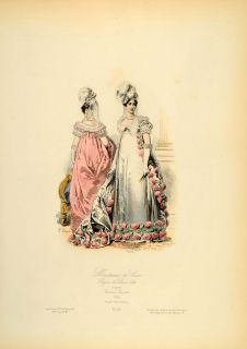 1870 French Costume Dress Lady Louis XVIII Court France   ORIGINAL