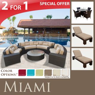   Sofa Outdoor Wicker Set 5pc Dining Furniture Set 2 Cozy Chaises