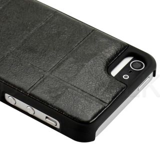 Black Checker PU Leather Back Cover Hard PC Rubberized Case for iPhone 