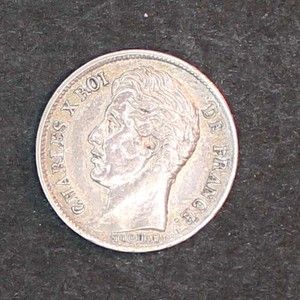 Charles x 1829 A Silver 1 2 Franc Coin Choice XF