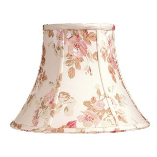   Wide Floral Clip On Chandelier Lamp Shade, White Floral Printed Fabric