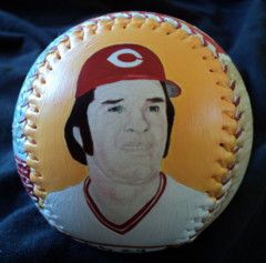 Pete Rose Hand Painted Baseball One of A Kind Reds