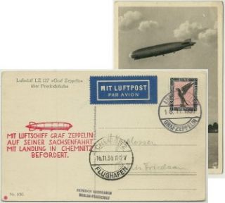 Germany 1930 Zepp Zeppelin Chemnitz Flight Cover Postcard Real Photo 