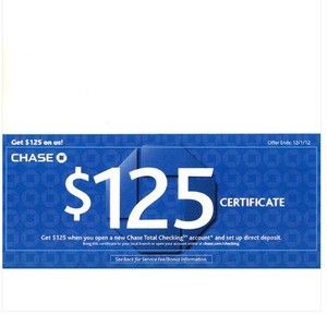 CHASE 125 CERTIFICATE COUPON OPEN NEW CHECKING ACCOUNT EX 12 1