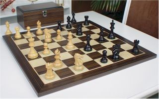 club staunton chess set in eboninzed boxwood with macassar chess board 