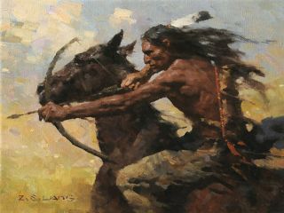 Liang Hot Chase Native American Bow Arrow Giclee Canvas 1 75 
