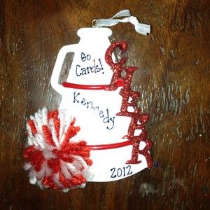 Personalized Red Cheerleader Christmas Ornament Megaphone