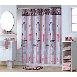   Pink Chic Shoe Animal Print Bath Shower Curtain Rug Accessory