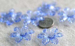 12 Blue Cherry Blossom Flower Beads 28mm P160B Pick