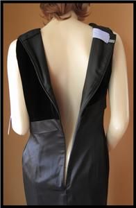 Vera Wang Lavender Label Black Satin Silk Velvet Trim Sleeveless Dress 