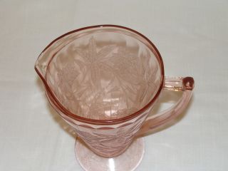 Pink Depression Glass Jeannette 8 inch Floral Poinsettia Footed 