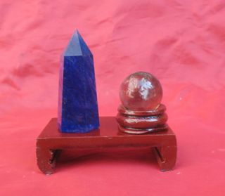 Crystal Cherry Blue Beautiful Pretty Point Smoky Sphere Wood Tower 