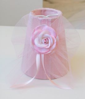 Pink Chandelier Shade Dupioni Silk Tulle Bow Roses