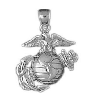 Marine Corps Logo Charm with Bale 925 Sterling Silver