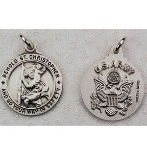   St Christopher Army Pendant Patron Saint Charm Medal Catholic