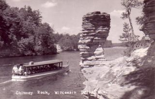 OLD REAL PHOTO POSTCARD   CHIMNEY ROCK, WISCONSIN DELLS, WIS.   EKC 