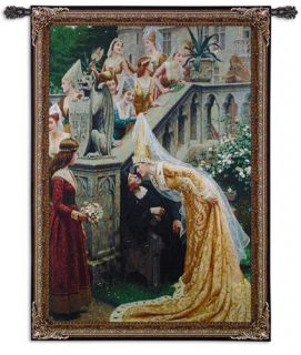 Fine Art Tapestries Lord Leighton A Kiss SM Romance Museum Couple Wall 