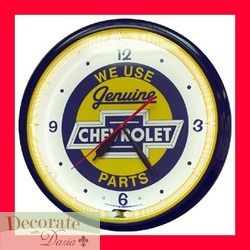 Chevy Bowtie Neon 20 Wall Clock Auto Made in The USA 1 Year Warranty 