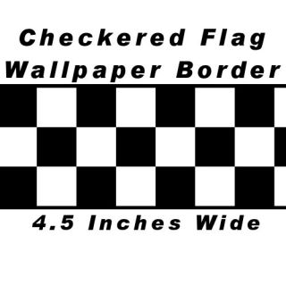New Checkered Flag Cars NASCAR Wallpaper Border 4 5 inch Black Edge 