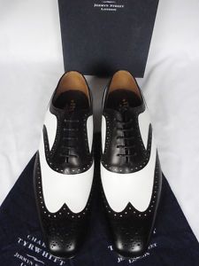 Charles Tyrwhitt Black White Calf Leather Spectator Lace Up Shoes UK 