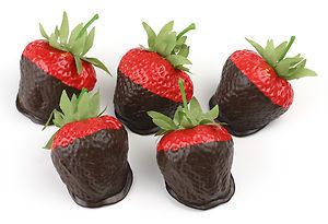 Fake Food Chocolate Dipped Strawberries 5pc Medium Size
