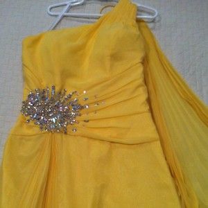 Chicas tiffany Jovani Yellow Prom formal Pageant Gown Size 0