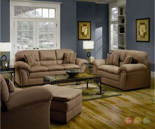 Chickasaw Tan Casual Soft Microfiber Sofa & Love Seat Living Room 