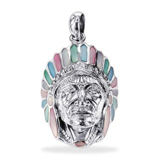 american indian chief multi mop 925 silver pendant pendants stone 