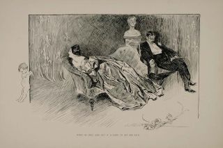 1894 Charles Dana Gibson Girl Man Cherub Cupid Print   ORIGINAL