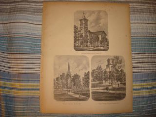 1869 Elmira New York Antique Lithograph Print Superb
